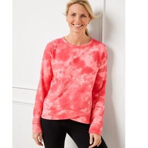Talbots Petite Small Tulip Hem Pink Tie-Dye Pullover Casual Sweatshirt
